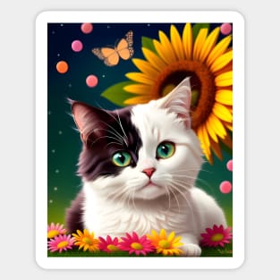 Adorable Cat Illustration - Modern Digital Art Sticker